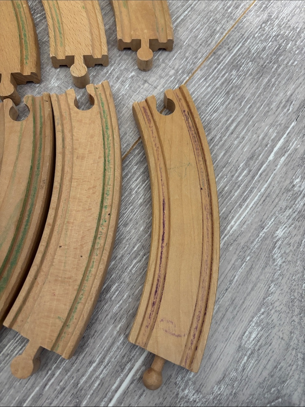 Wooden Track - Set #3 - 8 Pieces Marked/Fair Condition - Picture 3 of 7